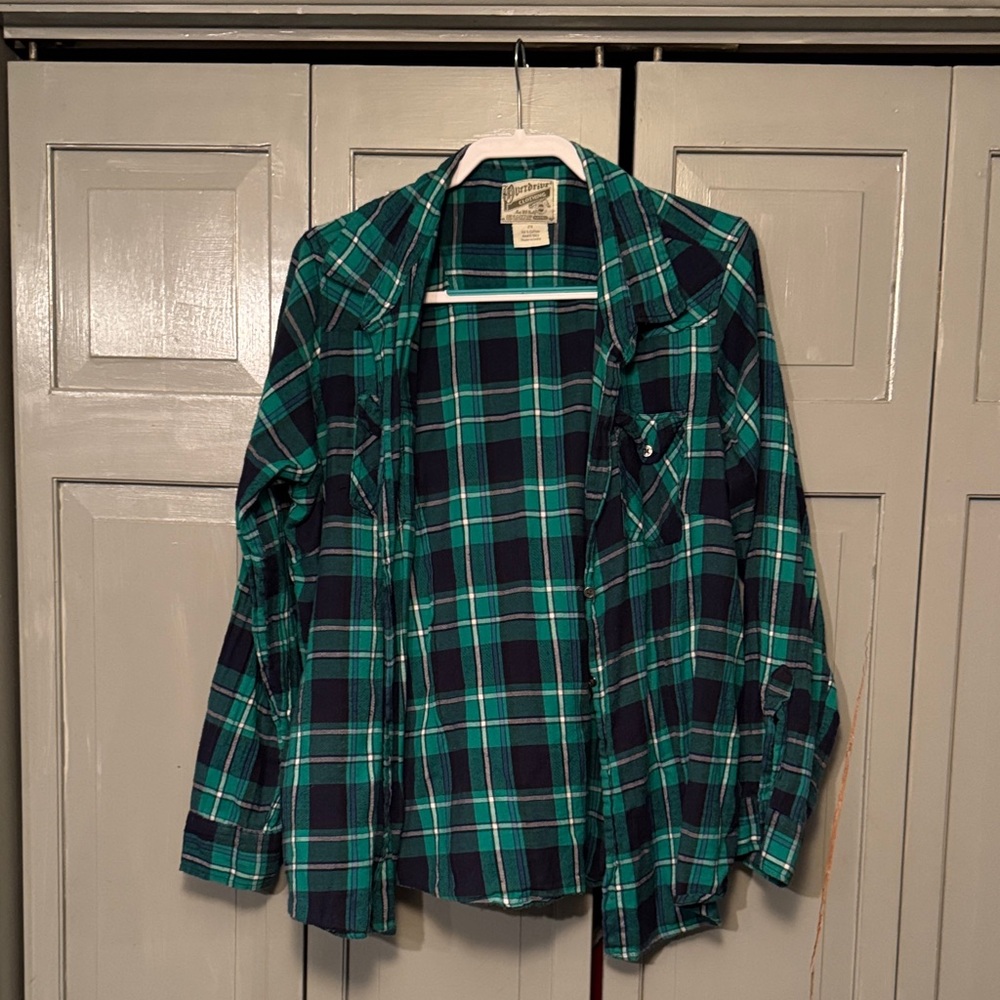 Plaid Button Down Shirt - Green and Black